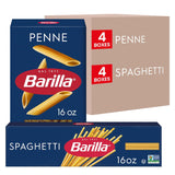 Barilla Penne and Spaghetti Bulk Pack, 16 oz Boxes (Pack of 8) – Versatile Italian Pasta for Home Cooking