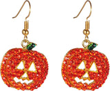 iWenSheng Halloween Pumpkin Earrings Red - Lightweight Crystal Dangle Earring for Outdoor Fall Festivals and Pumpkin Patch Outings