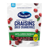 Ocean Spray Craisins 50% Less Sugar Dried Cranberries — Lower Sugar Snack for Hot Cereal Overnight Oats and Greek Yogurt Parfaits
