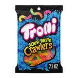Trolli Sour Brite Crawlers Gummy Worms – Portable Sour Candy for Hiking Trails, Camping Trips and Picnic Baskets, 7.2 oz Peg Bag