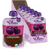 Plum Organics Just Prunes – Single-Ingredient Organic Baby Food Pouch, No Additives Stage 1, 4+ Months, 3.5 oz, 4-Pack