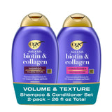 OGX Thick & Full + Biotin and Collagen – Premium Volumizing Hair Care Set, Bergamot Jasmine Vanilla Fragrance, Sulfate-Free 25.4 fl oz 2 Pack