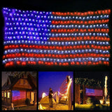 HYH American Flag Net Lights – 420 LED Outdoor Wall and Fence Decoration, Waterproof 4th of July and Memorial Day Yard Light
