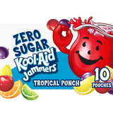 Kool-Aid Jammers Zero Sugar Tropical Punch Soft Drink, 6 fl oz Pouches, After-School Snack for Kids