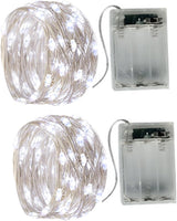 LUMIO Silver Wire Fairy Lights 2-Pack – Ambient Bedroom Wall Decor with Warm White Glow, Battery Powered 6.6ft String Lights for Cozy Reading Nook and Headboard Styling
