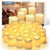 SHYMERY Flameless Votive Candles 24 Pack Flickering LED Tea Lights for Wedding Centerpieces and Reception Tables Battery Operated