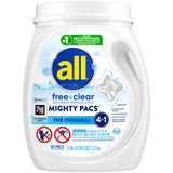 All Free Clear Mighty Pacs – Sensitive Skin Laundry for a Calmer Self-Care Routine, 60 Count Tub