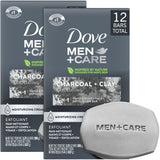 Dove Men+Care Charcoal 3-in-1 Bar 12-Pack – Nightly Wind-Down Shower Ritual for Dry Skin, Calming Self-Care