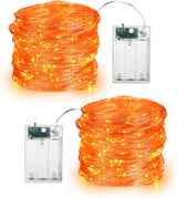BrizLabs Orange & Purple Halloween String Lights – Cozy Bedroom Aesthetic, 19.47ft Battery Fairy Lights for Mantel and Window