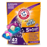 Arm & Hammer Plus OxiClean 5-in-1 Laundry Detergent Power Paks – RV and Travel Laundry Solution for Outdoor Enthusiasts, Pre-Measured Drop-and-Go Paks for Laundromats