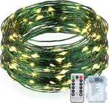 Mudder Waterproof Starry String Lights – Patio and Garden Decor, 33ft Battery Operated Green Wire for Foliage and Pathways