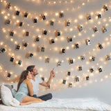 GloDream 33Ft Photo Clip String Lights - 100LED Warm White Fairy Lights with 50 Clips for Bedroom Wall Décor and Cozy Living Room Ambiance