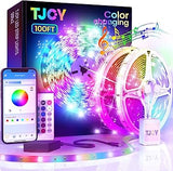 TJOY LED Strip Lights for Bedroom Aesthetic – 100ft RGB Color Changing Accent Lighting with Bluetooth App