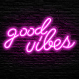 Blue Good Vibes Neon Sign – Heartfelt Birthday Gift for Her, USB-Powered Bedroom Wall Decor