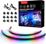 NEON Magnetic ARGB PC LED Strip Light Kit – Ambient Bedroom Decor & Gaming Room Aesthetic, 2x15.7in Addressable RGB Strip with 12 Magnets