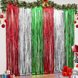 LOLStar Halloween Fringe Curtain – Outdoor Patio and Front Porch Backdrop, Weather Friendly Foil Tinsel 3.3 x 6.6 ft Orange Purple Black