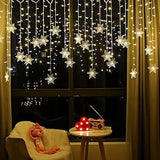 LED Curtain Lights, Snowflake Window Fairy Lights, Cozy Bedroom and Living Room Wall Decor, Warm White Plug-in String Light with 8 Modes