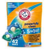 Arm & Hammer Clean Burst 5-in-1 Laundry Power Paks – Minimalist Laundry Closet Essential, No-Mess Pre-Measured Detergent