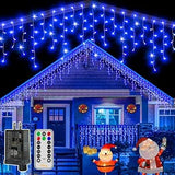 Ollny Icicle Lights for Outside 41FT Connectable LED Curtain for Patio Pergola Gazebo Backyard Party Ambiance