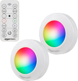 Amazon Basics LED Puck Lights, Battery Operated, 2 Pack — Wire-Free Lighting for Clutter-Free Kitchens and Closets