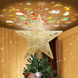 PliMook Glitter Snowflake Christmas Tree Topper Light, 3D Rotating LED Projection for Cozy Living Room Holiday Decor, Silver