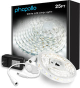 phopollo LED Strip Lights – Cozy Bedroom Accent Lighting, Dimmable White Strip for Headboard and Ceiling Glow