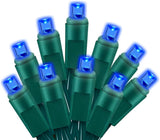 Festive Lights 25ft Commercial Grade Outdoor String Lights - Waterproof Green Wire Patio and Camping Decor, 50 Count Connectable LED