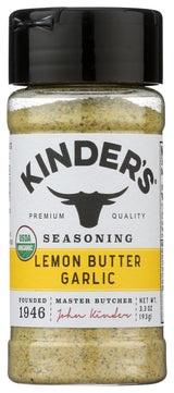 KINDERS Organic Lemon Butter Garlic Seasoning – Clean-Label Pantry Essential for Wellness-Minded Home Cooks, 3.3 oz Resealable Jar