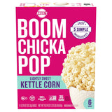 Angie's BOOMCHICKAPOP Lightly Sweet Kettle Corn Microwave Popcorn, 6-Count 3.29 oz Bags – 35 Calorie Gluten-Free Snack for Clean-Eating Wind-Down Moments