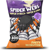 Happy Hippo Spider Web Halloween Decoration – Patio and Deck Rail Drape, Weather-Resistant Webbing for Outdoor Entertaining