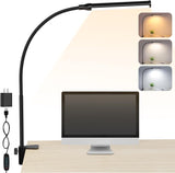 ShineTech LED Desk Lamp with Clamp – Home Office Task Light for Computer Work and Video Calls, 3 Color Temperatures, USB Powered