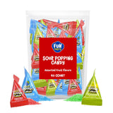 Sour Popping Rocks - Portable Trick-or-Treat Candy for Outdoor Halloween Distribution - 40 Individually Wrapped Triangle Pouches with Three Fruity Flavors