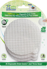 TubShroom Toss 26pk Disposable Drain Covers - Set-and-Forget Hair Catcher for Busy Homeowners, Six-Month Supply
