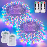 JMEXSUSS 2 Pack 66ft Battery String Lights – IP44 Waterproof Warm White LEDs for Patio Railing and Porch Decor