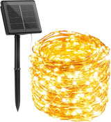 Minetom Solar String Lights Outdoor, 33Ft 100 LED Waterproof Fairy Lights for Patio Camping and Backyard Gatherings