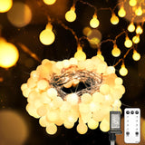 suddus G16 Globe String Lights – 33ft Warm White Fairy Lights for Living Room and Bedroom Aesthetic, Dimmable Remote-Controlled Indoor Decor