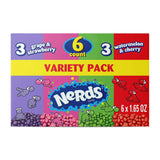 NERDS Dual Variety Pack – Lunchbox Treat for School Kids, Grape Strawberry Watermelon Cherry Crunchy Candy, 6 Boxes