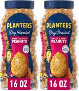 PLANTERS Sweet & Spicy Peanuts – Portable Hiking Snack with 7g Plant Protein, 1 Lb Resealable Jar