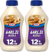 Kraft Mayo Garlic Aioli (12 oz Squeeze Bottle) – Outdoor Picnic Dip for Fries, Sandwiches, and Camping Meals