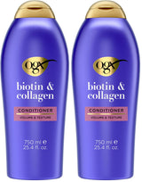 OGX Thick & Full Biotin & Collagen Volumizing Conditioner – Thoughtful Birthday Gift for Her with Fine Hair, 72-Hour Volume, 25.4 fl oz 2-Pack