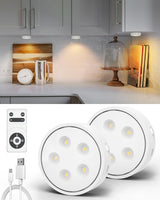 LED Puck Lights with Remote — RGB Color-Changing Accent for Living Room Shelves and Display Cabinets