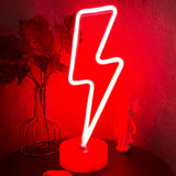 Lightning Bolt Neon Sign - Cool Birthday Gift for Teen Boys and Girls, USB LED Room Decor Light with Stand