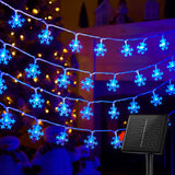 Brightown Solar Snowflake String Lights 39 ft – IP65 Waterproof Patio, Deck and Garden Ambient Lighting with 8 Modes