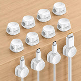 Lamicall Cord Organizer [1s Lock] Spring Cable Holder - Minimalist Desk Accessory for Tidy Home Office and Nightstand, Adhesive Round Wire Clip, White