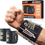 HIEEY 2 Pieces Magnetic Wristband for Holding Screws Nails Bolts – Home Workshop Efficiency Tool for DIY Hobbyist, Hands-Free Fastener Organizer for Garage Workbench