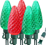 Brizled Faceted C9 Christmas String Lights – Classic Retro Glow for Living Room Mantel and Indoor Tree