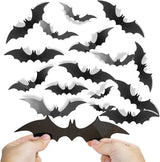Elegantly Halloween 152 Pcs 3D Black Bat Decor – Realistic Flapping Wing Wall Art for Living Room Accent Walls and Bedroom Aesthetic, Waterproof Spooky Home Decor