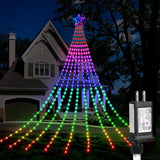 DANLI Christmas Star Cascade Lights — 9x12ft Outdoor Patio & Yard Decor, 320 LED with 8 Modes and IP44 Weatherproof Build