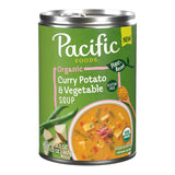 Pacific Foods Organic Curry Potato and Vegetable Soup, 16.3 oz Can – Plant-Based Comfort Bowl for Self-Care Weeknight Dinners