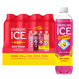 Sparkling Ice STARBURST Zero Sugar Sparkling Water – Portable 17 oz Bottle for Camping Coolers, Hiking Packs, and Beach Picnics, Pack of 12